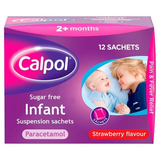 Calpol Infant Sugar Free Sachets Strawberry. 12 pack