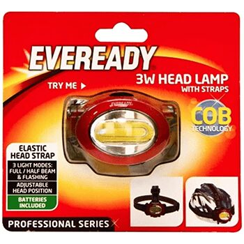Eveready 3W Head Lamp with Straps