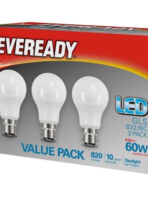 Eveready 60W GLS LED Daylight Bulb 3pack
