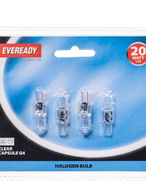 Eveready Halogen G4 20W Capsule Light Bulbs 4pack