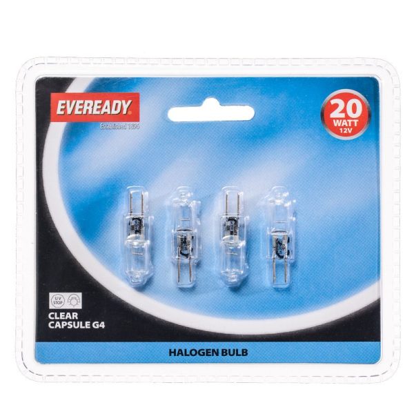 Eveready Halogen G4 20W Capsule Light Bulbs 4pack