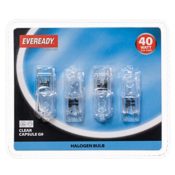 Eveready Halogen G9 40W Capsule Light Bulbs 4pack