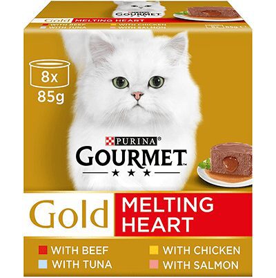 Gourmet Gold Cat Food Tins Melting Heart, 8x85g