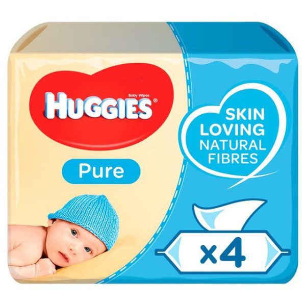 Huggies Pure Baby Wipes flanah 01 Huggies Pure Baby Wipes 4 x 56 pack
