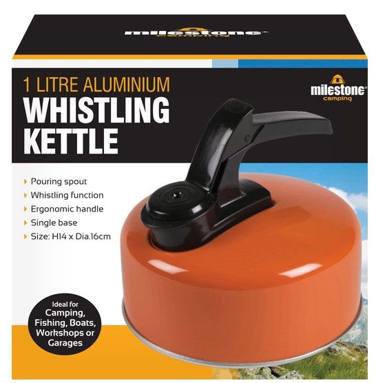 Milestone Camping Aluminium Whistling Kettle, Orange,