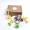 Flanah Teething Toy for Baby and Rattler Teether(Set of 5) BPA Free Natural Organic Silicone Baby Set Include 3 Teether for Baby 1 Elephant Rattling Natural Wooden Ring Toy 1 Soothing Fruit Feeder for Newborn